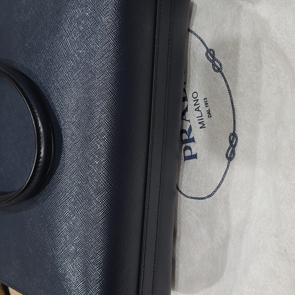 Authentic Prada Saffiano Soft Calfskin Leather Top Handle Bag with Strap Baltico - Picture 7 of 12